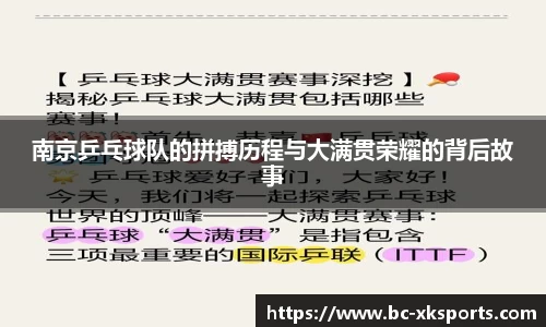 南京乒乓球队的拼搏历程与大满贯荣耀的背后故事